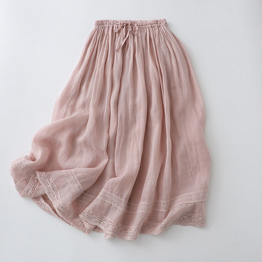 Breathable Embroidered A-Line Long Skirt