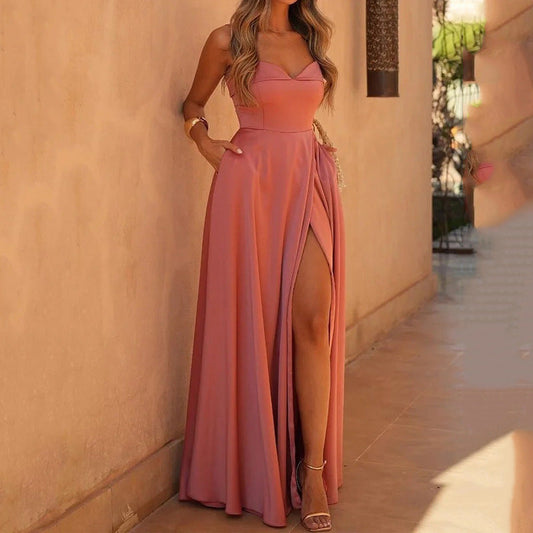Slim Fit Flowy Spaghetti Strap Maxi Dress