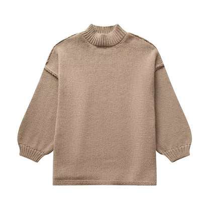 Women’s Knit Sweater - Chunky Textured Fabric - Oversized Fit - Long Sleeve Cozy Style