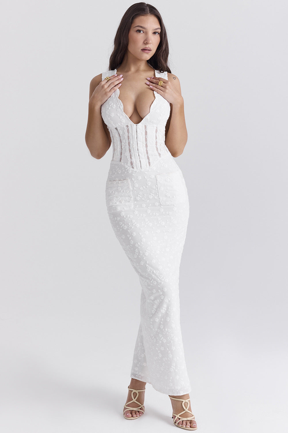 Lace Fitted High Waist Formal Dress