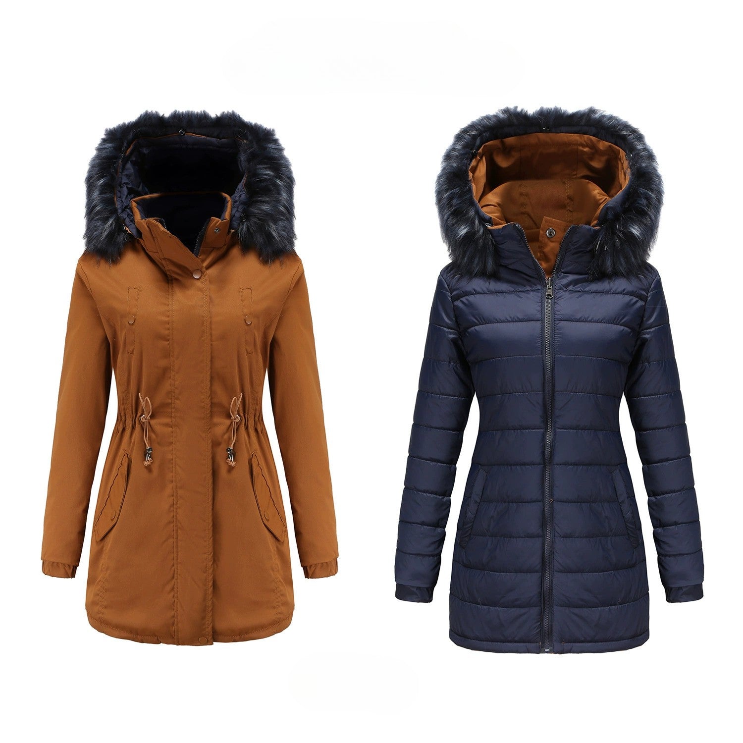 Water-Resistant Faux Fur Hood Parka Jacket 