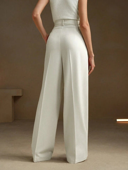 Women's Tailored Wide-Leg Pants - High Waist Drape