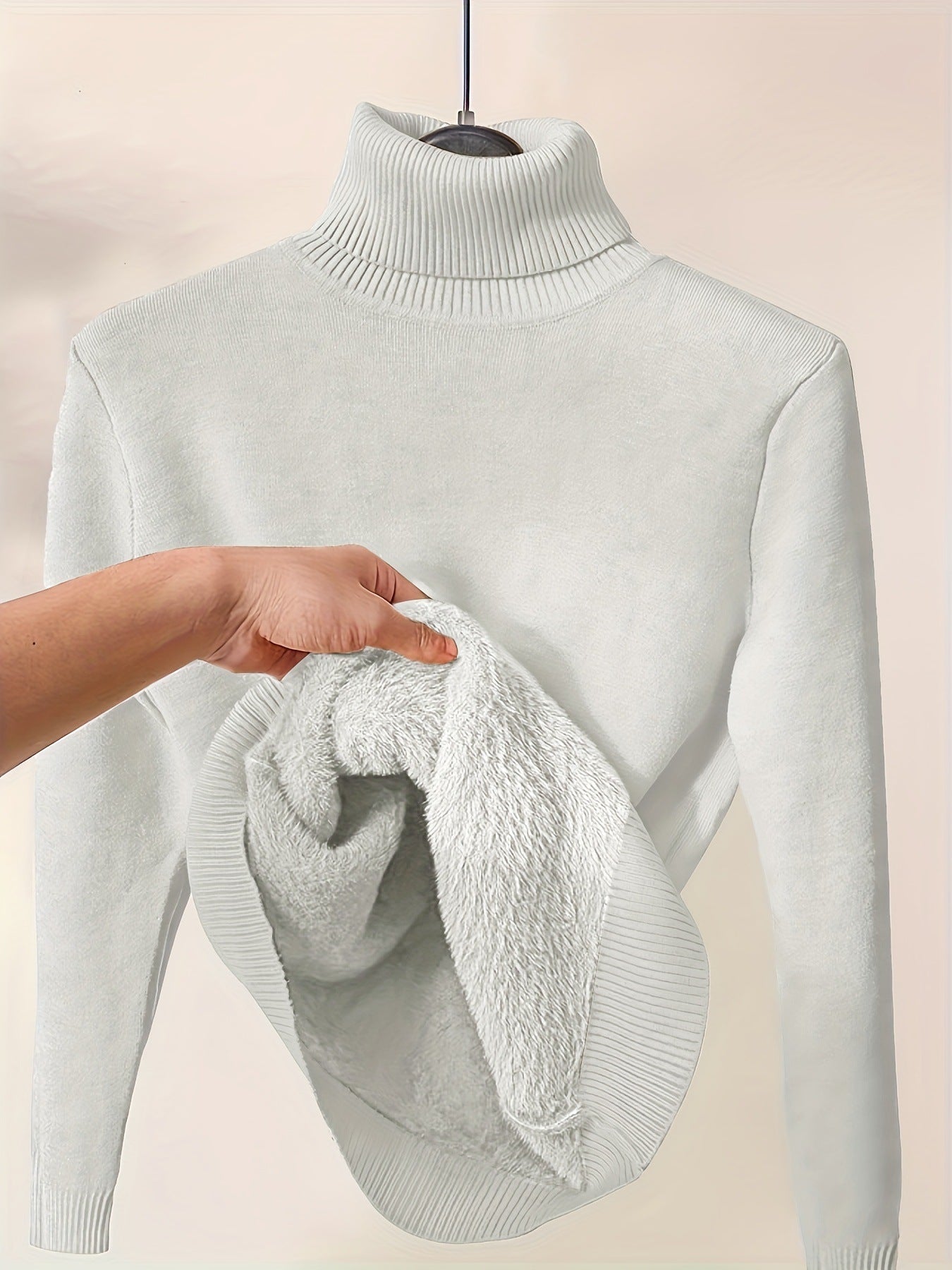 Fleece Lined Slim Fit Knit Pullover Sweatshirt 