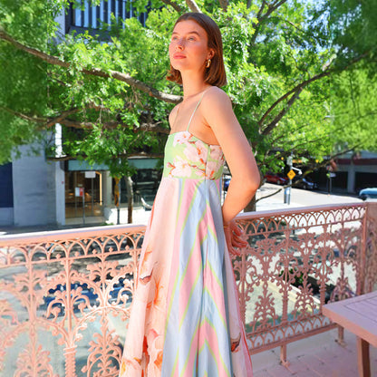 Women’s Maxi Dress – Lightweight Cotton – Flowy Fit – Spaghetti Straps – Graffiti Print