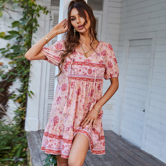 Floral Print Relaxed Fit Bohemian Dress