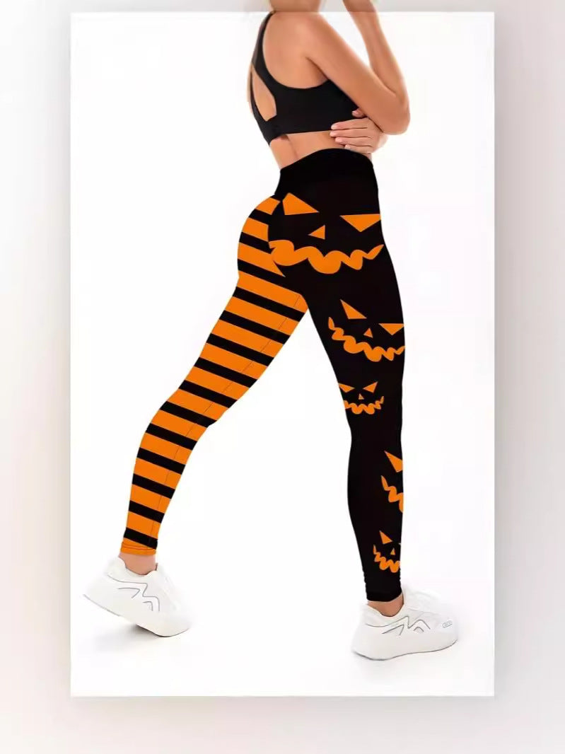 Women's Halloween print high-waisted casual leggings