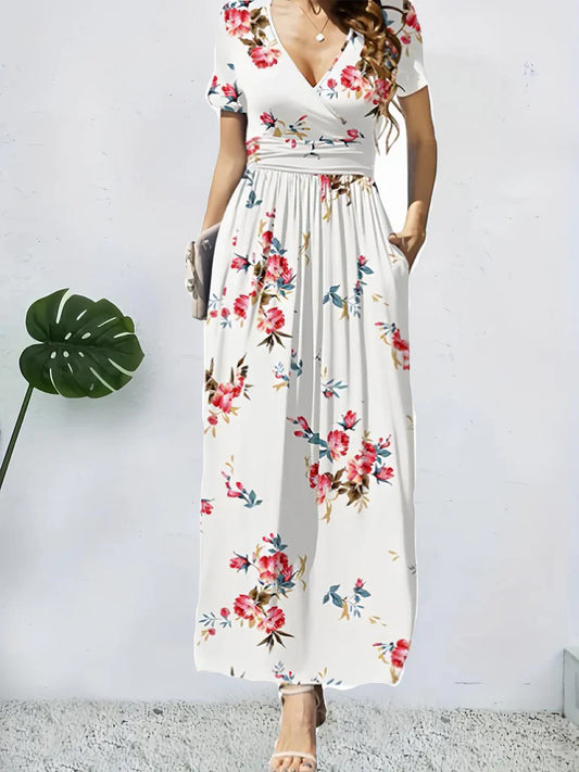 Floral Print Wrap Maxi Dress 