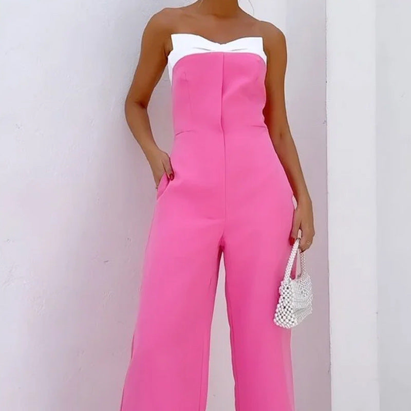 Strapless Tailored Wide Leg Jumpsuit