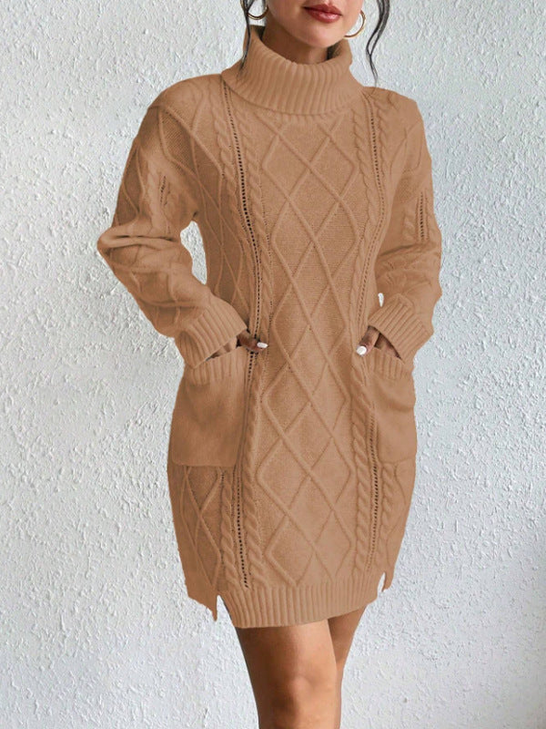 Cable Knit Slim Fit Sweater Dress