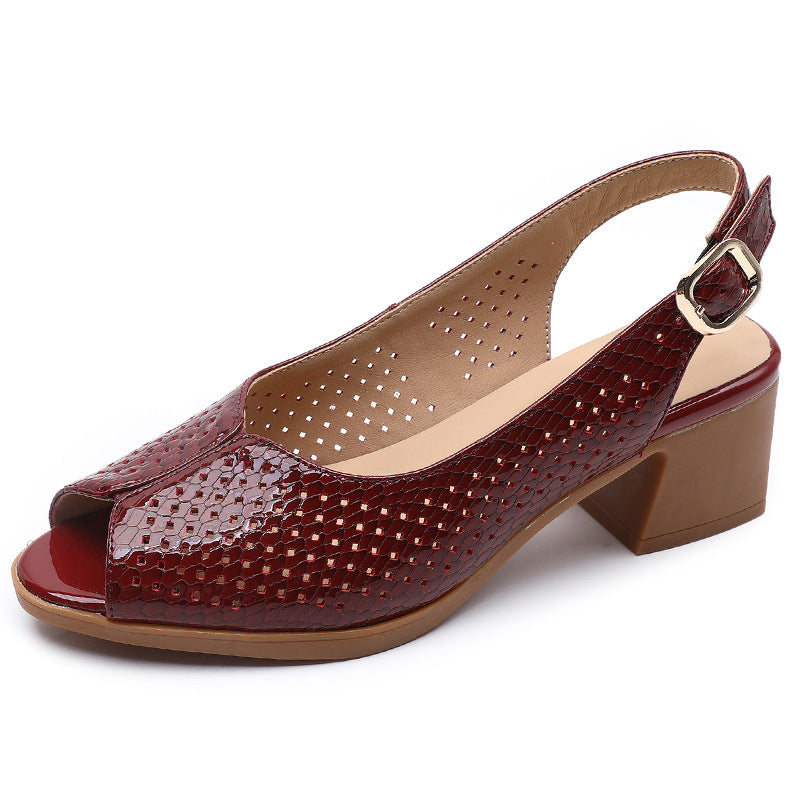  Peep Toe Block Heel Pumps 