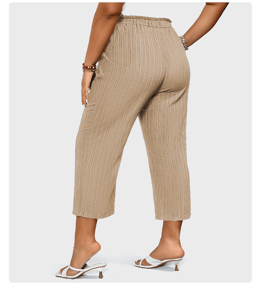 High-Rise Wide-Leg Pleated Trousers