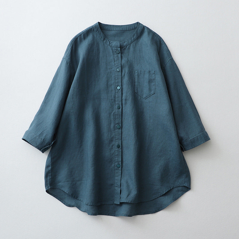 Natural Fibers Oversized Button-Down Shirt
