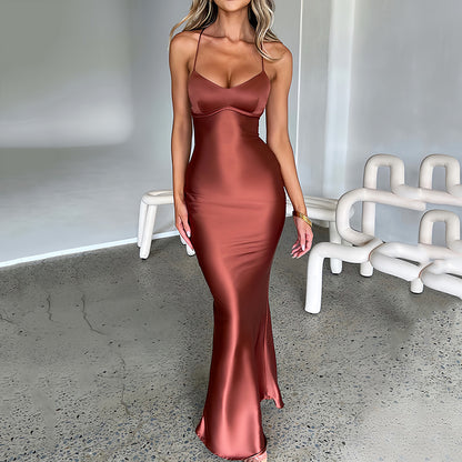 Women's Gown - Spaghetti Straps - Backless Design - Evening Wear