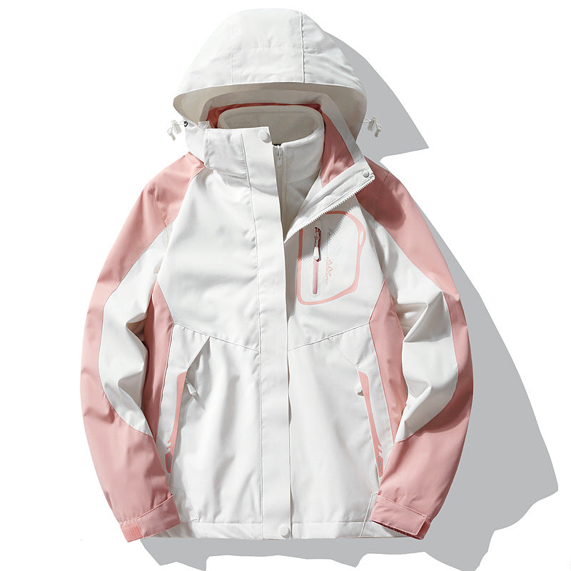 Women's waterproof windproof jacket with detachable fleece liner
