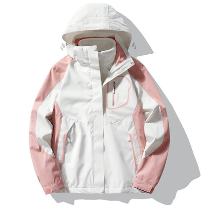 Women's waterproof windproof jacket with detachable fleece liner