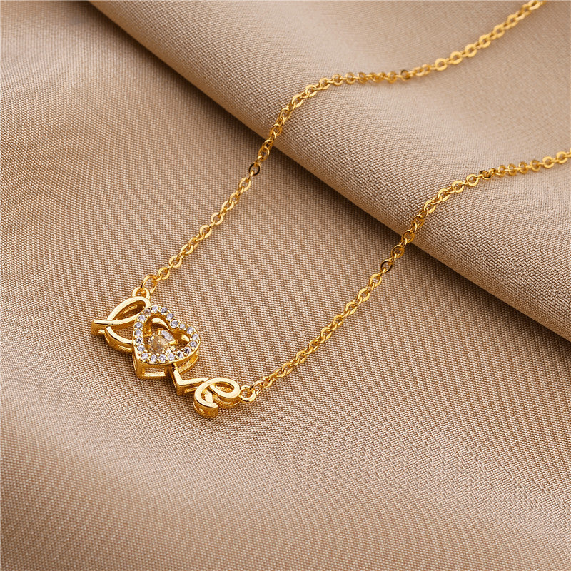 Emery - gold-plated love pendant with cable chain necklace