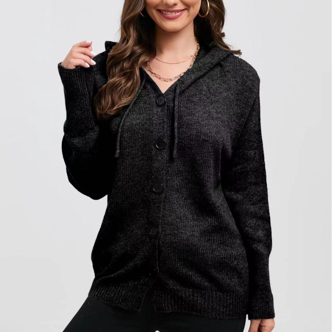 Knit Relaxed Fit Hooded Cardigan 