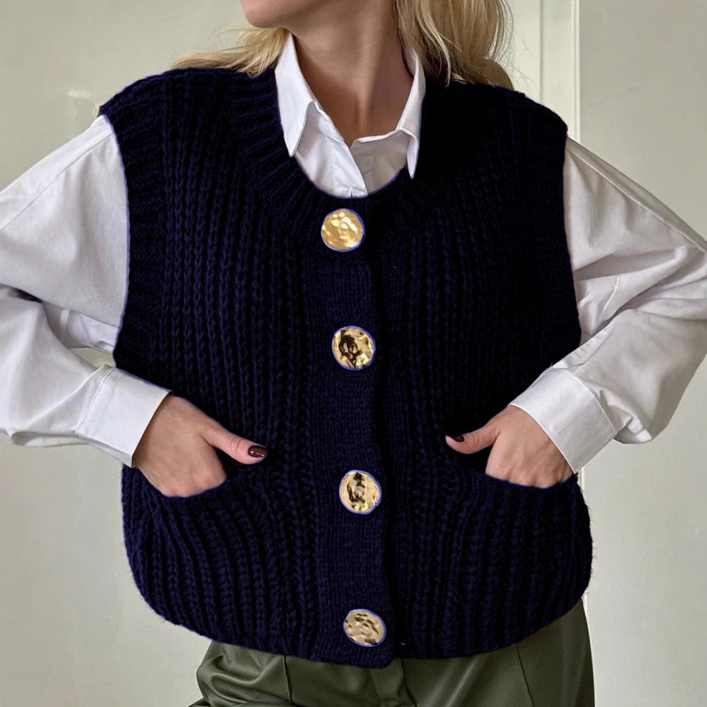 Wool Blend Oversized Knitted Vest 