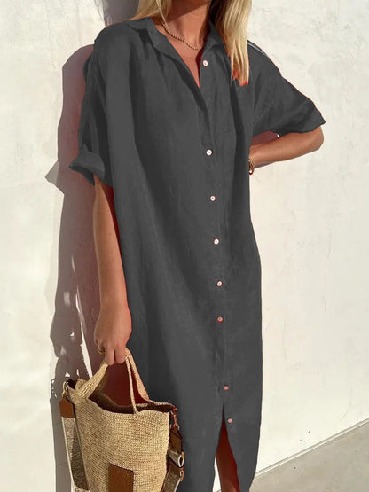 Women's stylish oversized button-up shirt dress