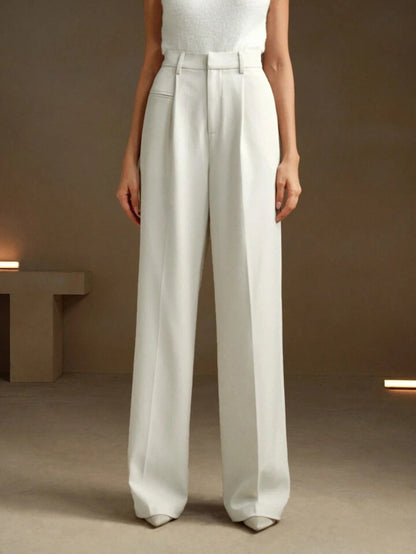 Women's Tailored Wide-Leg Pants - High Waist Drape