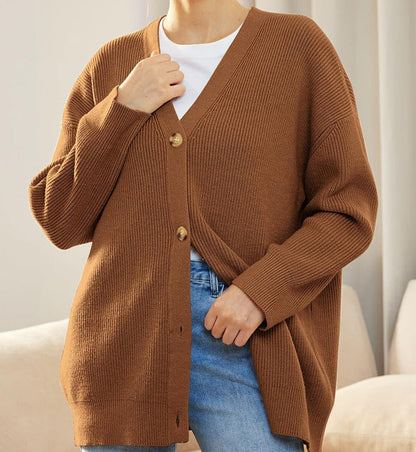 V-neck knitted cardigan for women