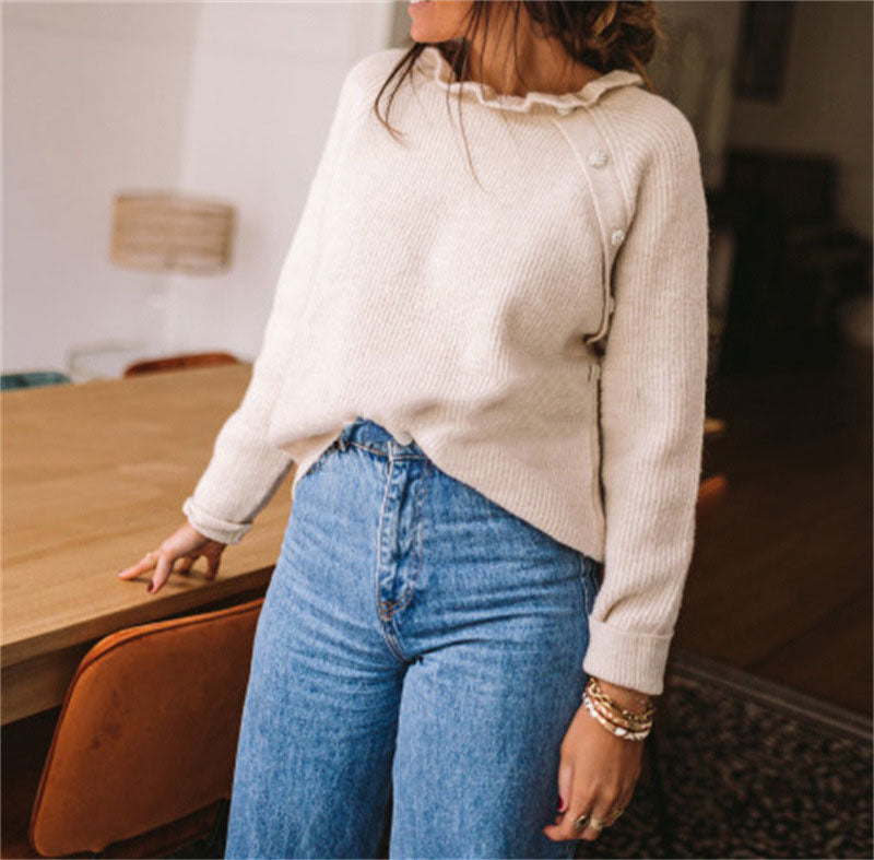 Wool Blend Relaxed Fit Knitted Sweater 