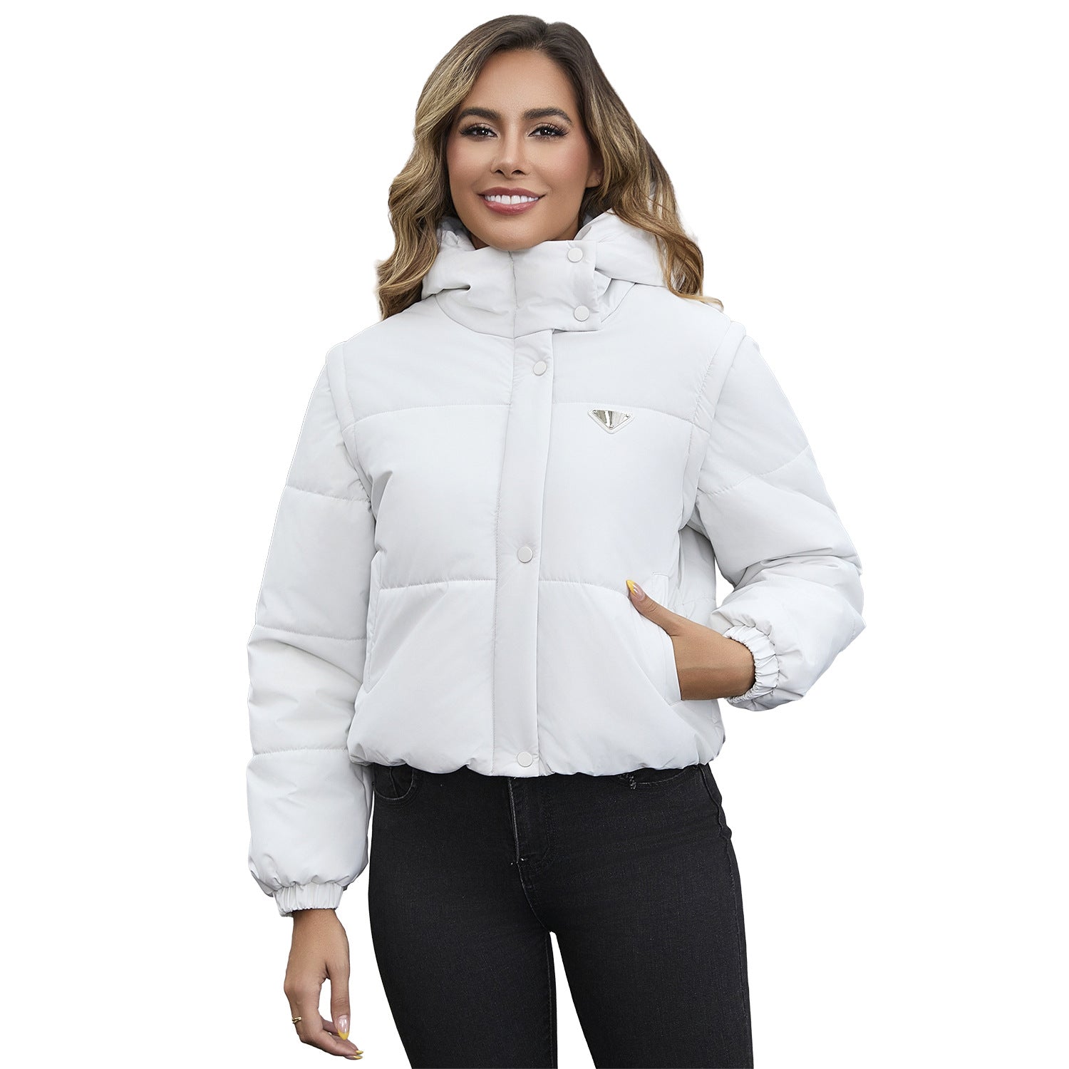 Quilted Cropped Stand Collar Jacket