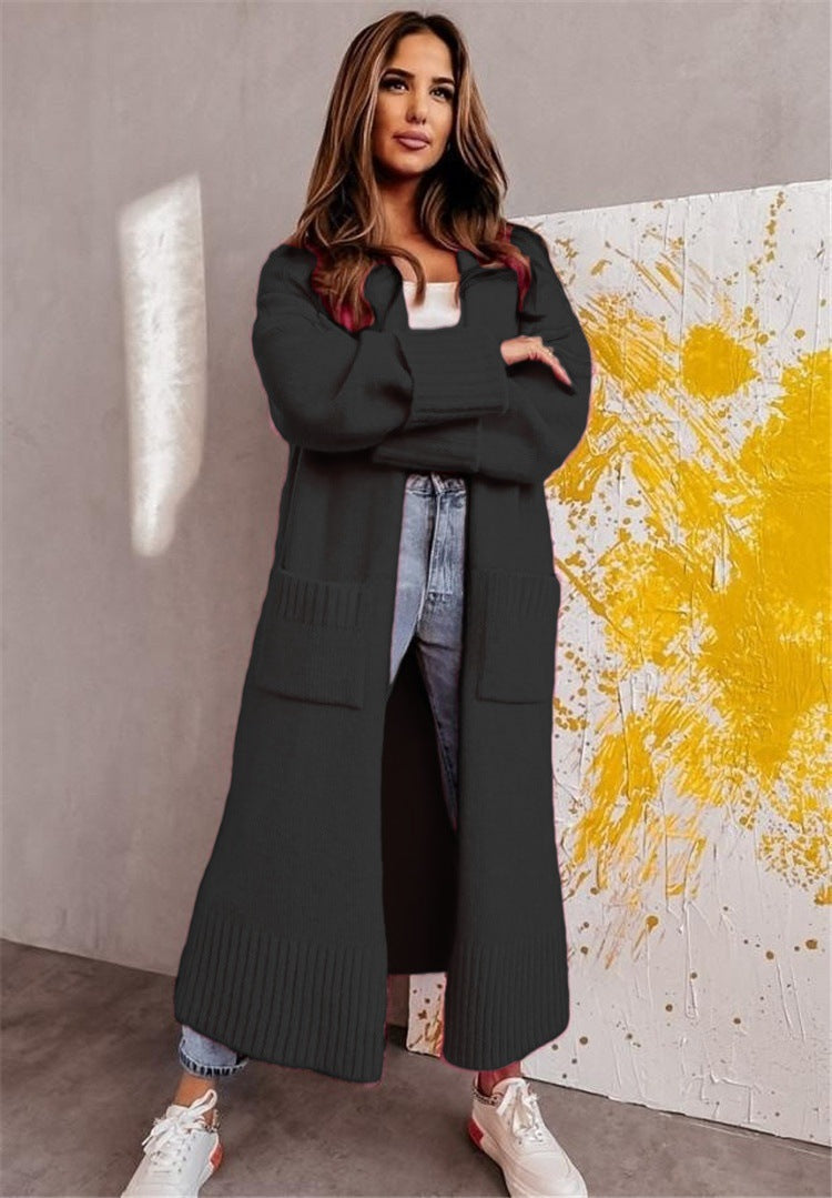 Wool Knit Relaxed Fit Long Cardigan 
