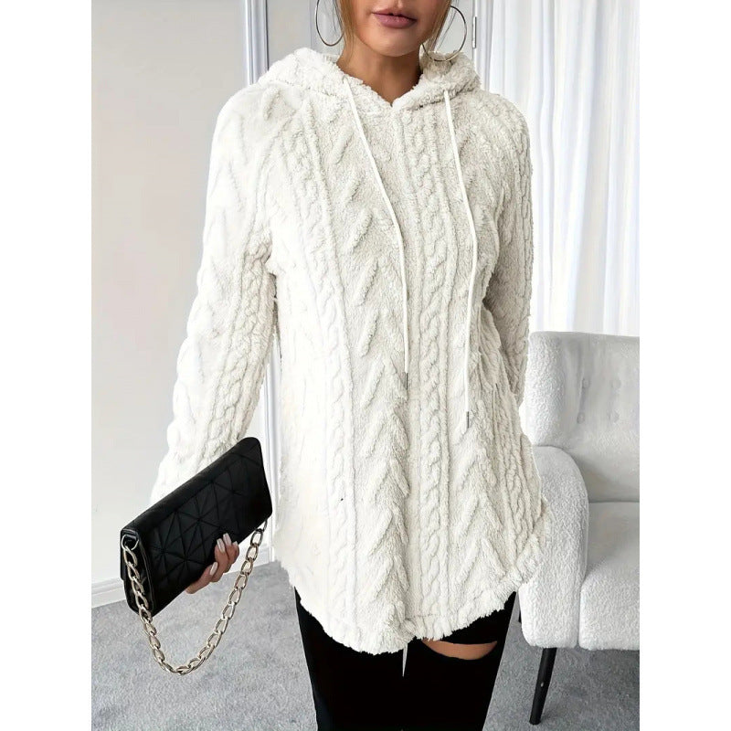 Knit Chevron Relaxed Fit Hooded Sweatshirt