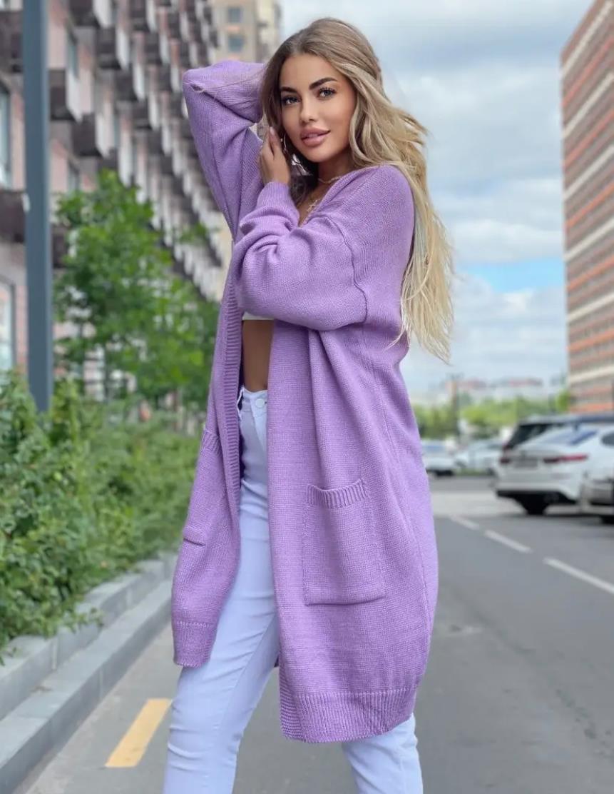 Cotton Blend Loose Fit Knit Cardigan 