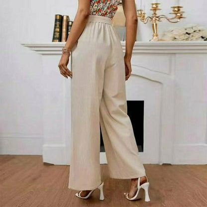 Women's plain wide leg trousers