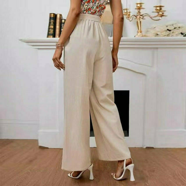 Plain wide leg trousers for women