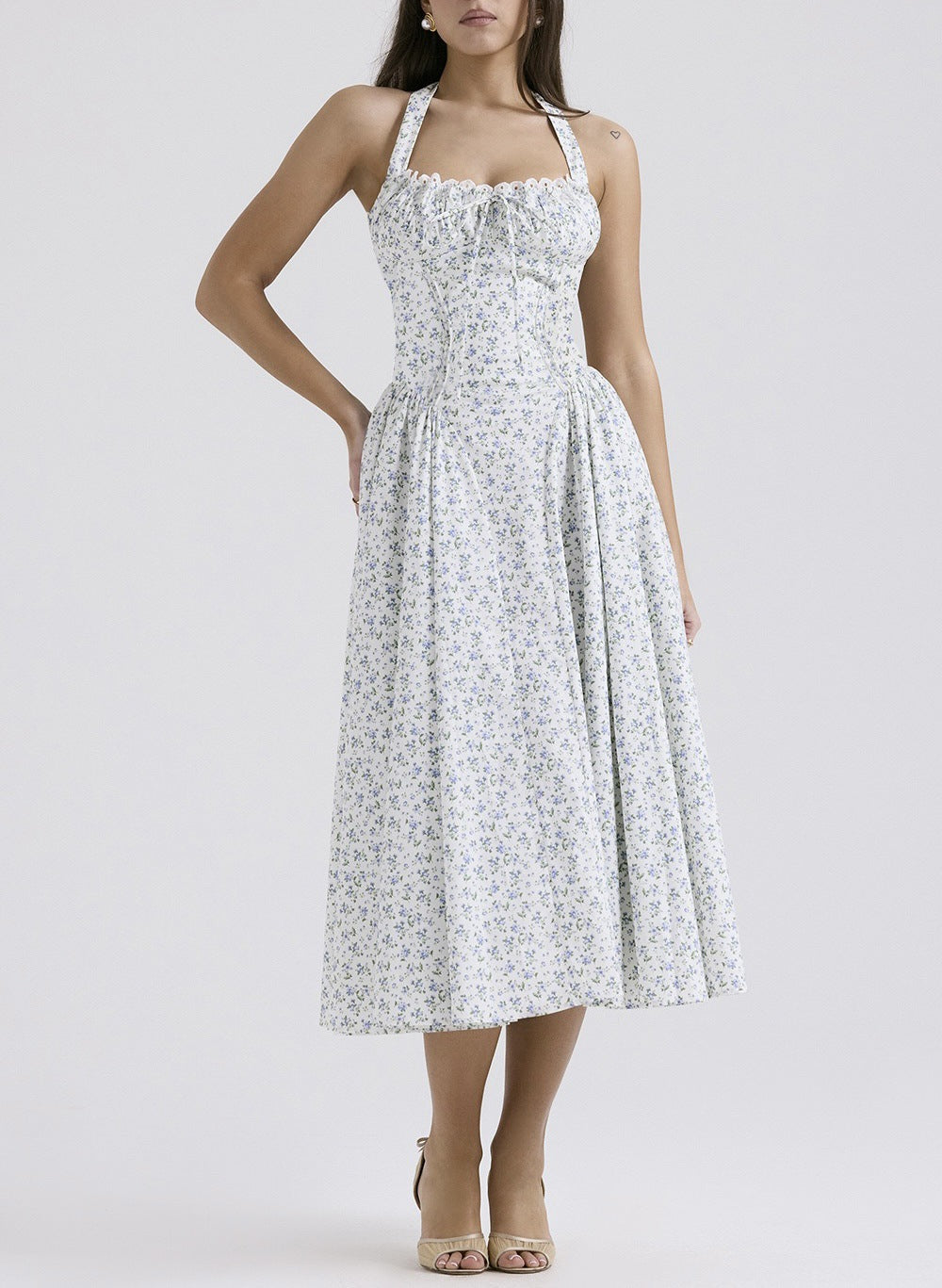 Slim Fit Halter Neck Midi Dress