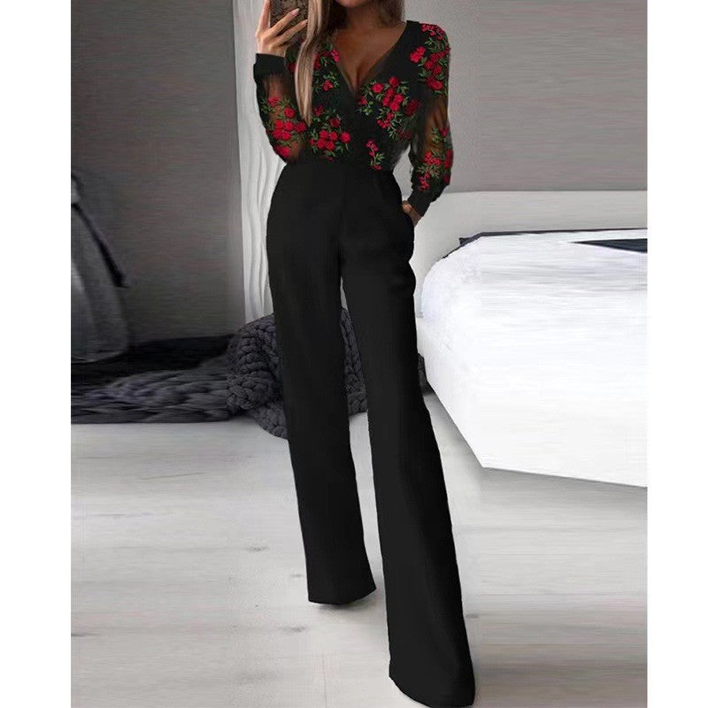 Asymmetrical Neckline Tailored Wide Leg Jumpsuit