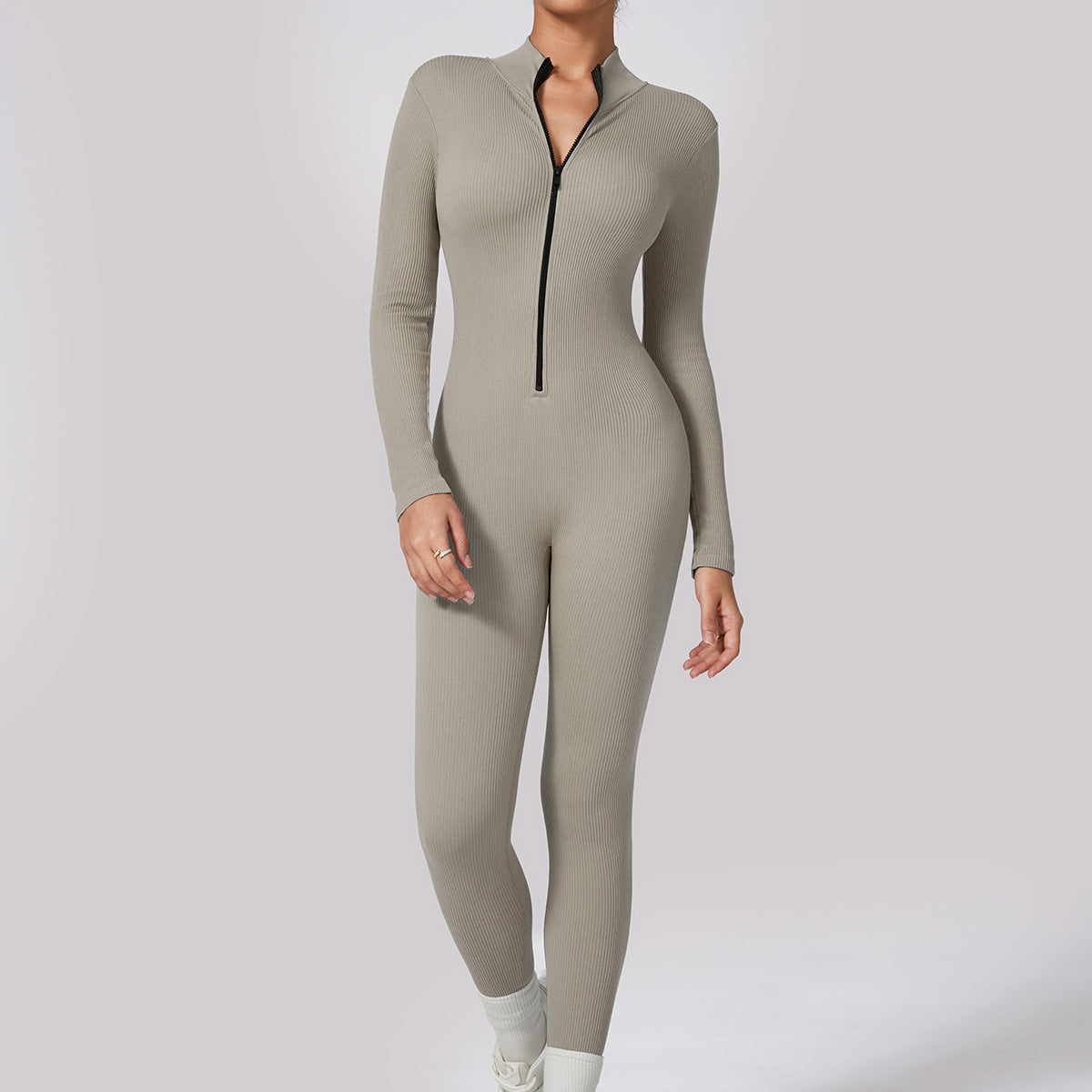 Stretch Fit Long Sleeve Jumpsuit