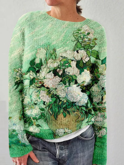 Women's printed pullover sweater