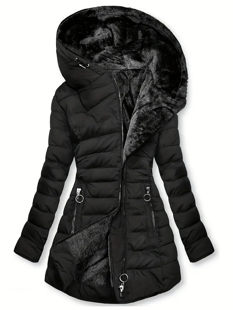 Padded Warm Plush Lined Hooded Jacket