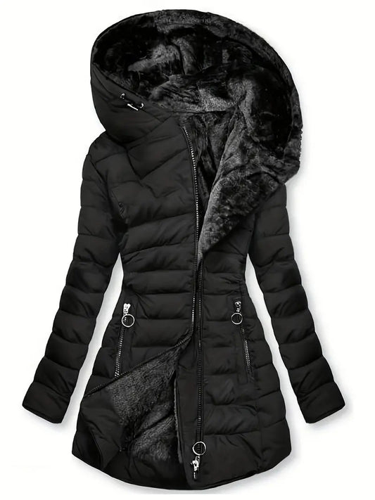 Padded Warm Plush Lined Hooded Jacket