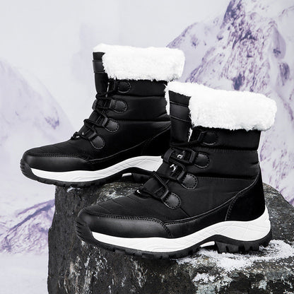 Women’s Boots - Mid-Calf Length - Quilted Stitching - Faux Fur Lined