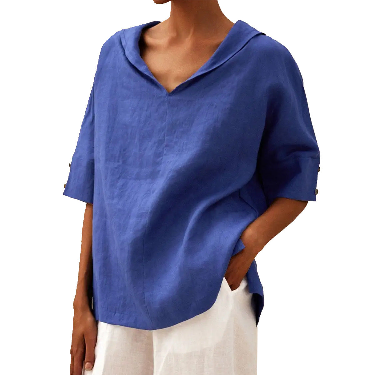 Women's Loose Tunic Top - Casual Half Sleeve - Relaxed Pullover Top