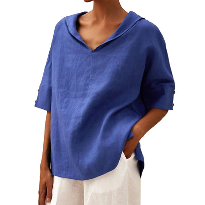 Women's Loose Tunic Top - Casual Half Sleeve - Relaxed Pullover Top