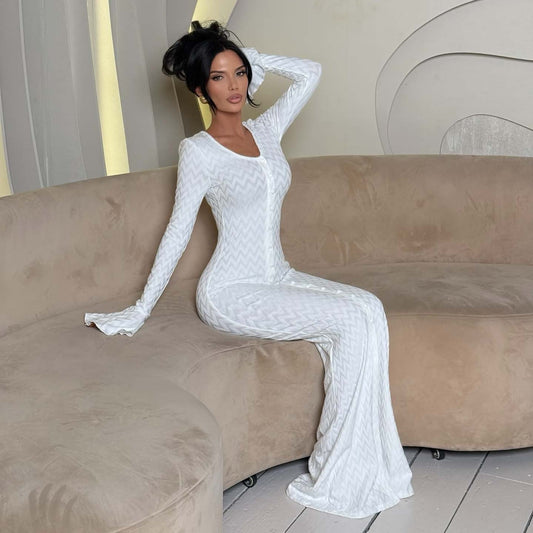 Slim Fit Wave Pattern Evening Dress