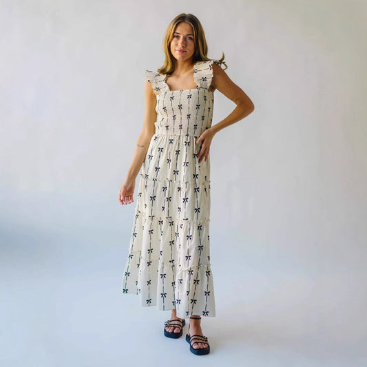 Smocked Ruffle Strap Flowy Maxi Slip Dress