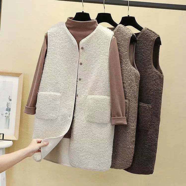 Plush Fleece Relaxed Fit Longline Vest 