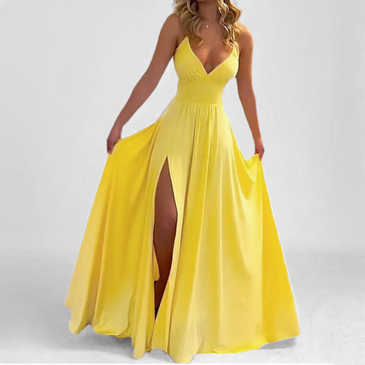 Satin Slim Fit Ruffle Hem Evening Dress