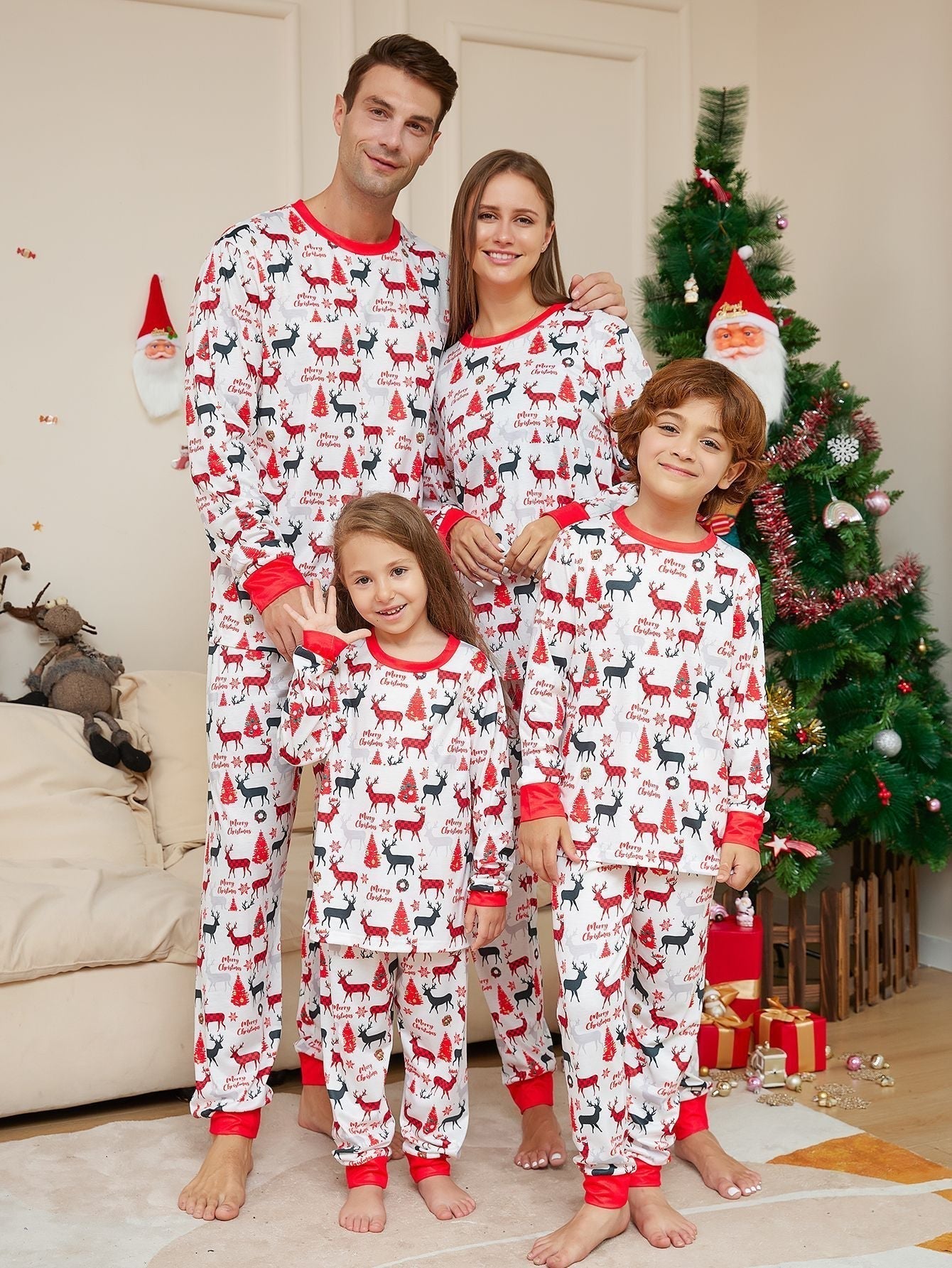 Family matching Christmas reindeer pajama set