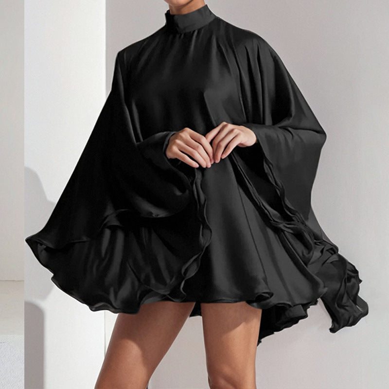 Flowing Lightweight Ruffled Sleeve Short Dress