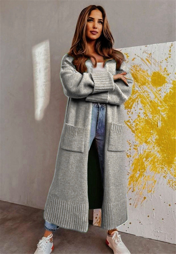 Wool Knit Relaxed Fit Long Cardigan 