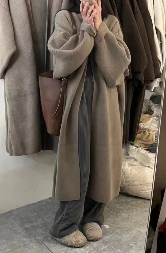 Wool Knit Oversized Cardigan Coat 