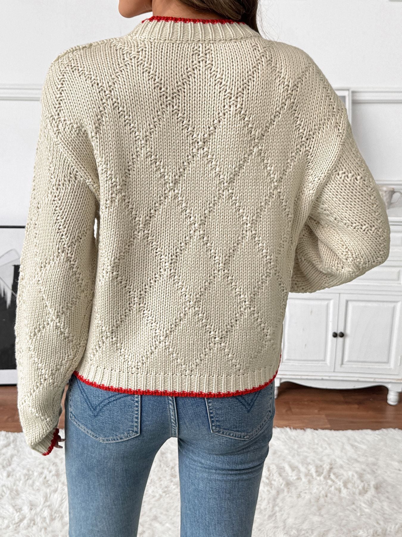 Knit Relaxed Fit Round Neck Pullover Sweater